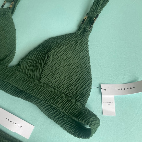 NWT Topshop Shirred Ring Bikini Set, Green - Picture 8 of 14